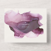 Burgund Alkohol Tinte Textur Hochzeit All In One Einladung (Rückseite)