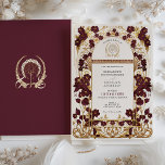 Burgund & Antique Gold Floral Wedding Einladung<br><div class="desc">Treten Sie ein in die Welt der zeitlosen Romantik mit unserer luxuriösen antiken Gold Floral Wedding Einladung. Dieses exquisite Design verschmilzt die Opulenz der Jugendstil-Ära mit modernen Empfindlichkeiten und schafft ein atemberaubendes Stück, das den Ton für Ihren Hochzeitstag Set. Die Einladung zeigt ein bezauberndes Blumenmotiv mit cremefarbenen, weißen und goldenen...</div>