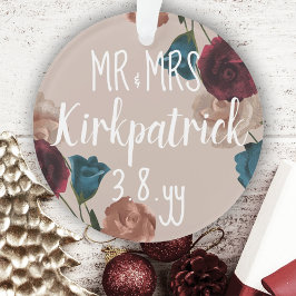 Burgund, Aquamarin, Beige Hochzeiten Rose Weihnach Ornament