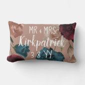 Burgund, Aquamarin, Beige Hochzeitsfeiern Rose neu Lendenkissen (Vorderseite)