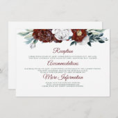 Burgund Aquamarin und White Wedding Information Gu Begleitkarte (Vorne/Hinten)