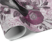 Burgund Aquarell Blume. Geschenkpapier (Rolleneckpunkt)