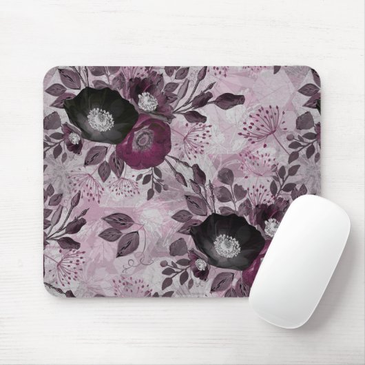 Burgund Aquarell Blume. Mousepad (Mit Mouse)