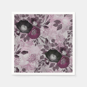 Burgund Aquarell Blume. Serviette