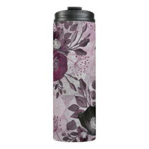 Burgund Aquarell Blume. Thermosbecher