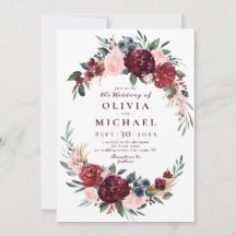 Burgund Aquarell Blütenblütenhochzeit