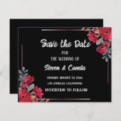 Burgund Aquarell Blütenhochzeit speichern das Datu (Vorne/Hinten)