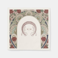 Burgund Art Nouveau Monogramm Anfangsbuchstaben Na