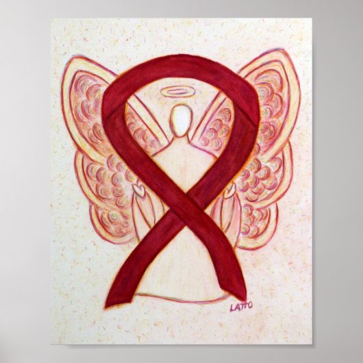 Burgund Awareness Ribbon Angel Poster Art Print (Vorne)