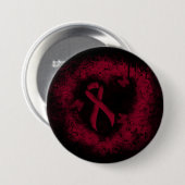Burgund Awareness Ribbon Grunge Herz Button (Vorne & Hinten)