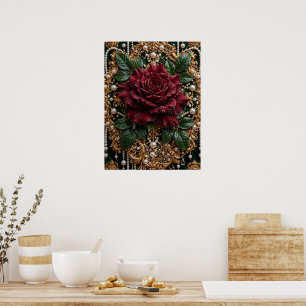 Burgund Barockrose Poster