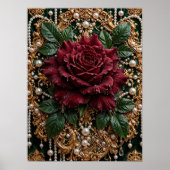 Burgund Barockrose Poster (Vorne)