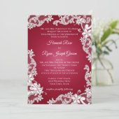Burgund Baroque Lacy Floral Einladung (Stehend Vorderseite)