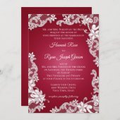 Burgund Baroque Lacy Floral Einladung (Vorne/Hinten)