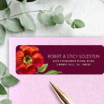 Burgund Bat Mitzvah Floral Moderne Rücksendeadress<br><div class="desc">Seien Sie stolz, freuen Sie sich und präsentieren Sie diesen Meilenstein Ihres Lieblings-Bat Mitzvah mit diesem raffinierten, personalisierten Rücksendelabel! Eine schicke, atemberaubende, florale Wasserfarbe und ein moderner San-Serif-Typ überlagern einen bordeauxfarbenen Hintergrund. Personalisieren Sie den benutzerdefinierten Text mit Ihrem Namen und Ihrer Adresse. Garantiert, um Ihren Korrespondenz stilvollen Spaß zu bieten!...</div>