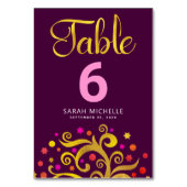 Burgund Bat Mitzvah Goldener Bogen Tischnummer (Vorderseite)