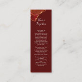 Burgund Beerdigung Lesezeichen, Beerdigung Keepake Mini Visitenkarte (Rückseite)