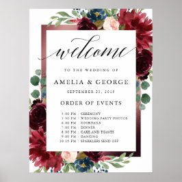 Burgund Begrüßungsordnung der Veranstaltungen Hoch Poster