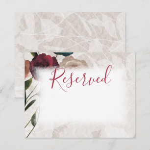 Burgund & Beige Rose Hochzeit Escort vorbehalten Mitteilungskarte