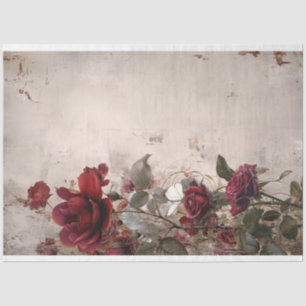 Burgund & Beige, Rosen floral, Shabby Chic Seidenpapier