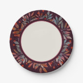 Burgund Berries & Aquamarine grüne Blätter Elfenbe Pappteller (Vorderseite)