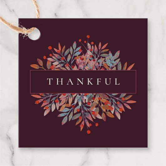 Burgund Berries & Blätter individuell anpassbar bo Geschenkanhänger (Vorderseite)