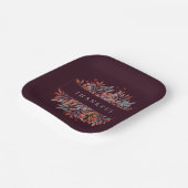 Burgund Berries & Blätter individuell anpassbar bo Pappteller (Gewinkelt)