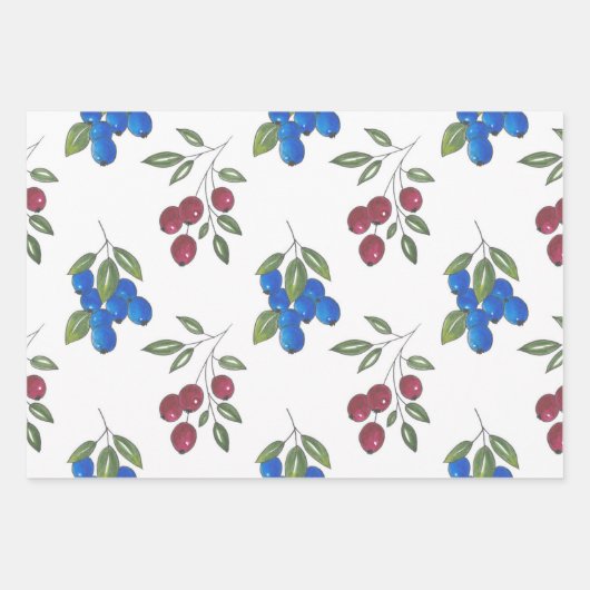 Burgund Berries Muster Umschlagpapier Geschenkpapier Set (Vorderseite 2)