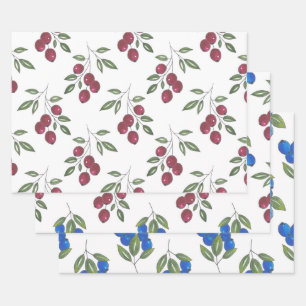 Burgund Berries Muster Umschlagpapier Geschenkpapier Set
