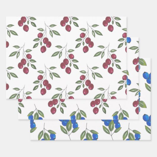 Burgund Berries Muster Umschlagpapier Geschenkpapier Set (Set)