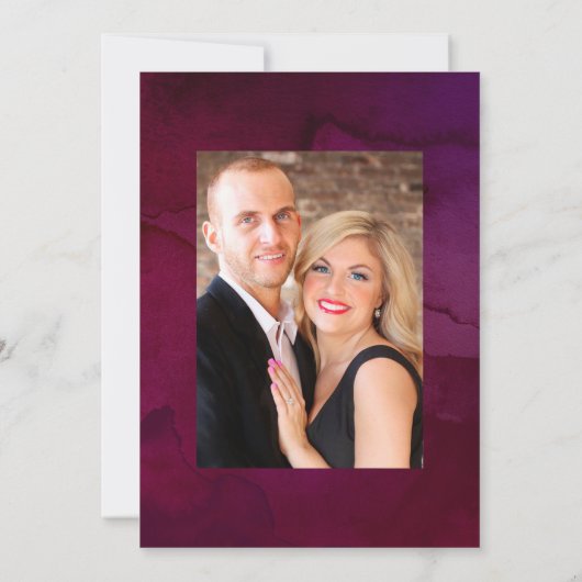 Burgund Berry & Blush Bloral Wedding Foto Einladung (Rückseite)