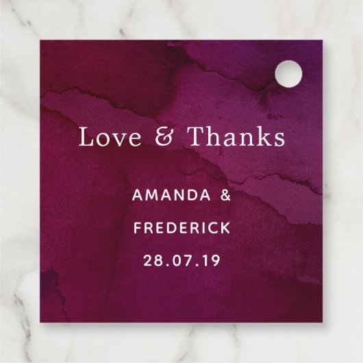 Burgund Berry und Blush Bloral Wedding Geschenkanhänger (Rückseite)