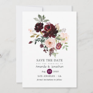 Burgund Berry und Blush Bloral Wedding Save The Date