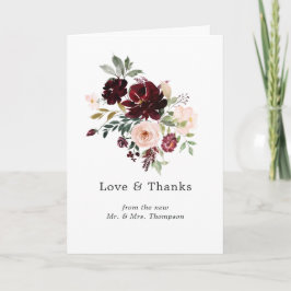 Burgund Berry und Blush Floral Wedding Foto Dankeskarte