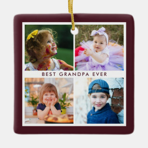 Burgund Best Grandpa Ever 4 Foto Weihnachten Keramikornament