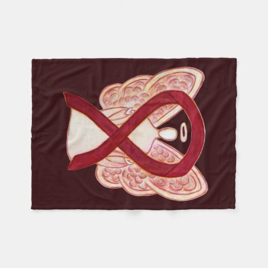 Burgund-Bewusstsein-Band-Engel-weiche Decken (Vorderseite (Horizontal))