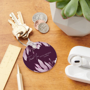 Burgund Big Blätter Hochzeit Danke Schlüsselanhänger