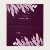 Burgund Big Blätter Hochzeit Platzkarten Visitenkarten (Außenseite Aufgefaltet)