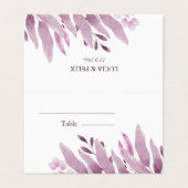 Burgund Big Blätter Hochzeit Platzkarten Visitenkarten (Außenseite Aufgefaltet)