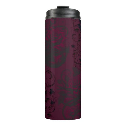 Burgund & Black Dark Garden Gothic Glam Thermosbecher (Vorderseite)