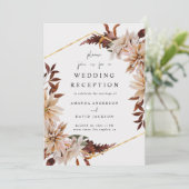 Burgund Bläserner Herbst Hochzeit im Herbst Empfan Einladung (Stehend Vorderseite)