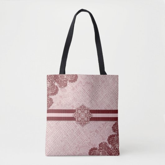 Burgund & blassem Rosa AI-Kunst  Tasche (Vorderseite)