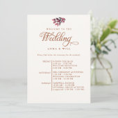 Burgund Blätter Elegante Hochzeit im Herbst Einladung (Stehend Vorderseite)