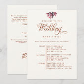 Burgund Blätter Elegante Hochzeit im Herbst Einladung (Vorne/Hinten)