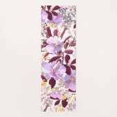 Burgund Blätter Lila Blumenmuster | Monogramm Yogamatte (Rückseite)