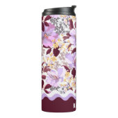 Burgund Blätter Lila Blumenmuster Personalisiert Thermosbecher (Nach links gedreht)