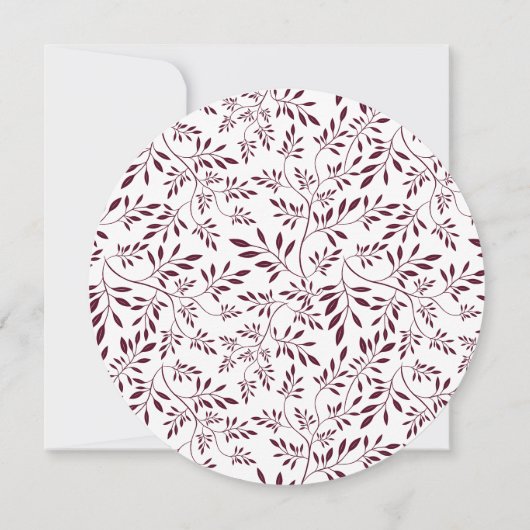 Burgund Blätter Muster moderne Blumenhochzeit Einladung (Rückseite)