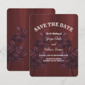 Burgund Blätter Rustikal Save the Date Vintag Einladung (Vorne/Hinten)