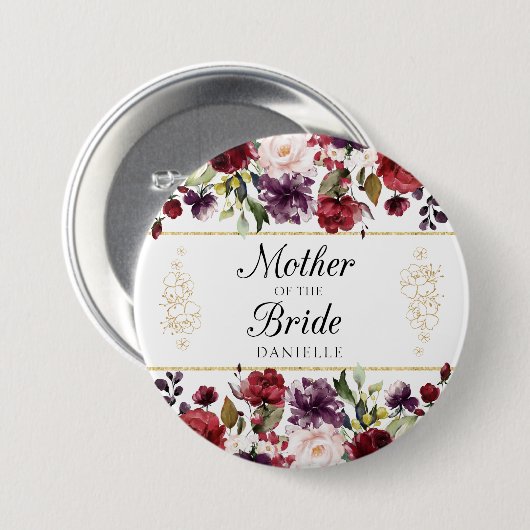 Burgund Bliss Mutter des Mit Monogramm Buttons der (Vorne & Hinten)