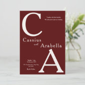 Burgund Bliss: Version 1 Einladung zum Hochzeitsfe (Stehend Vorderseite)